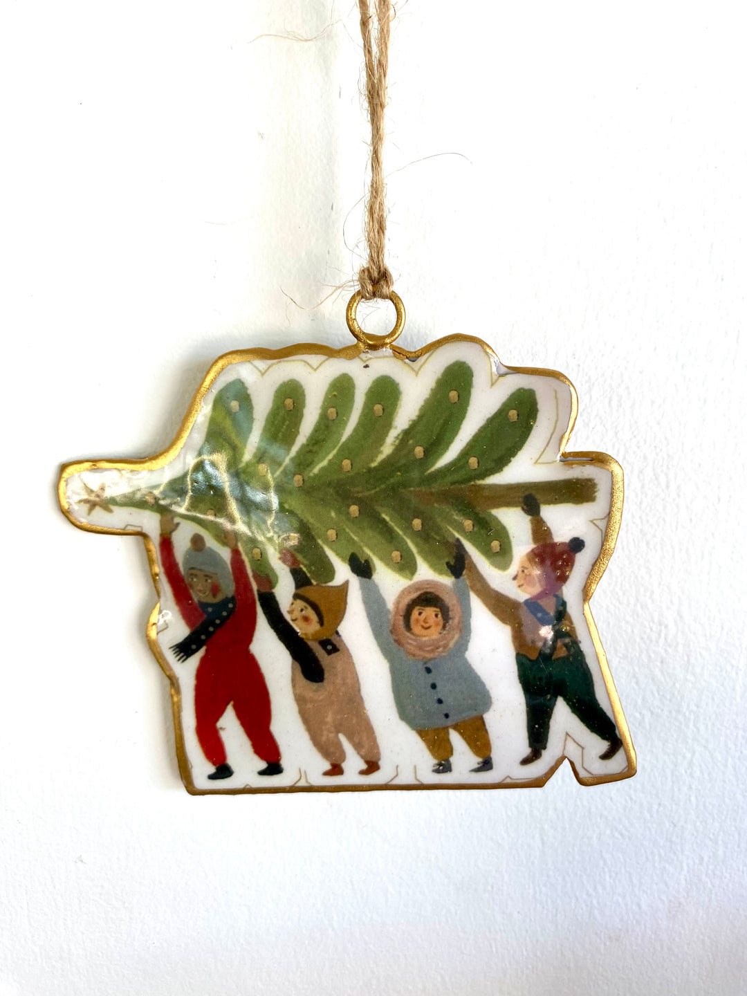 Repurposed Iron Christmas Decoration - Children carrying Tree