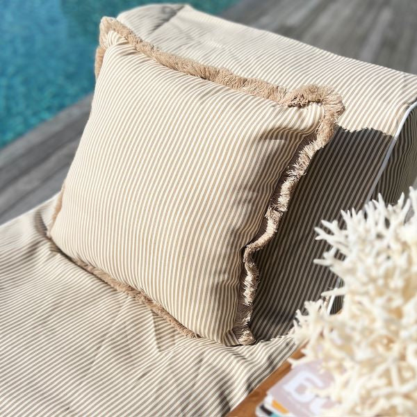 Beige Stripe Outdoor Cushion