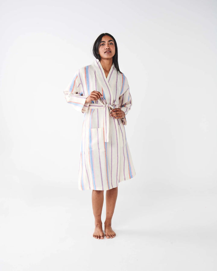 Kip&CO. Maldives Stripe Linen Bath Robe