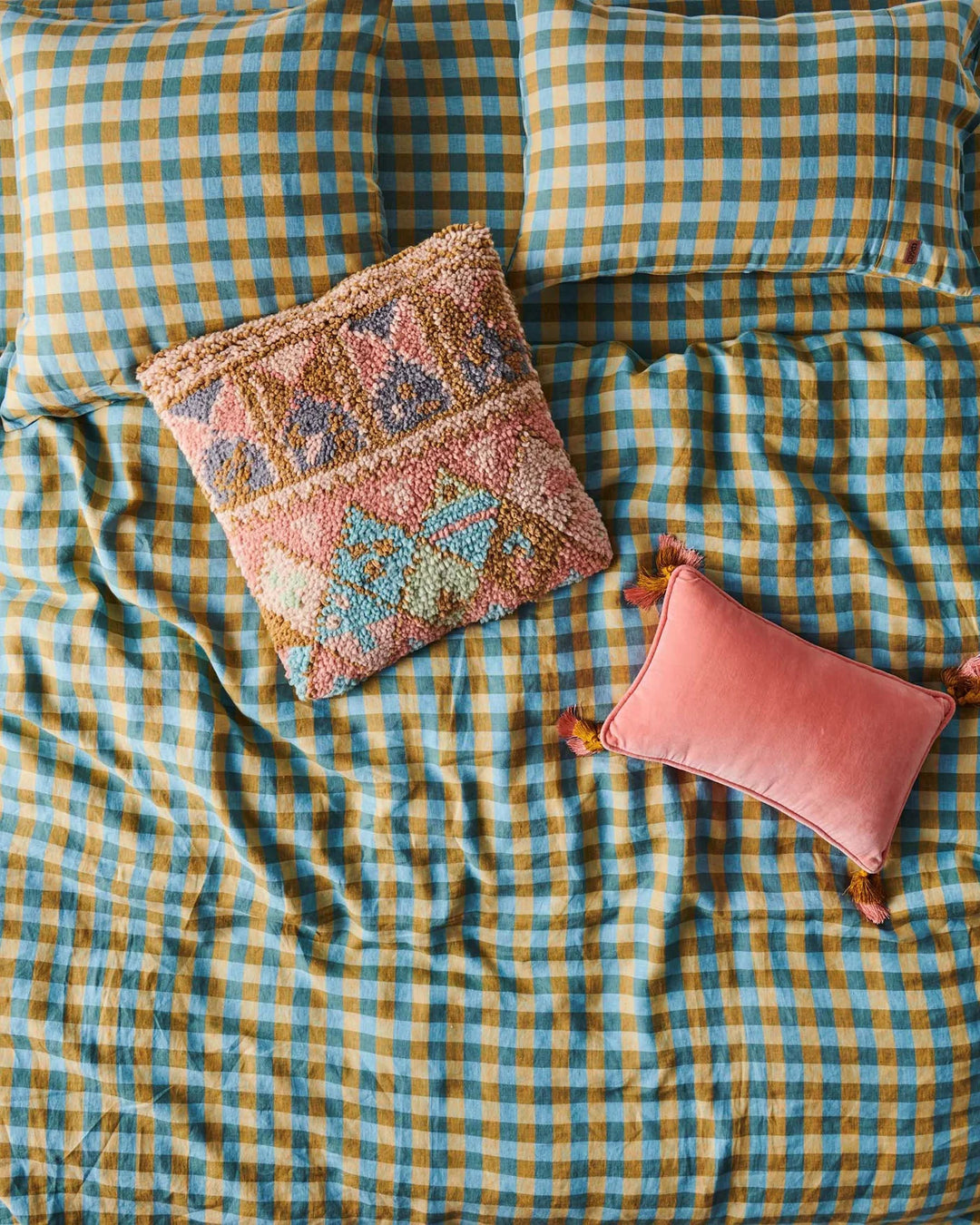 Kip&CO. Marigold Tartan Linen European Pillowcase - 2 pieces