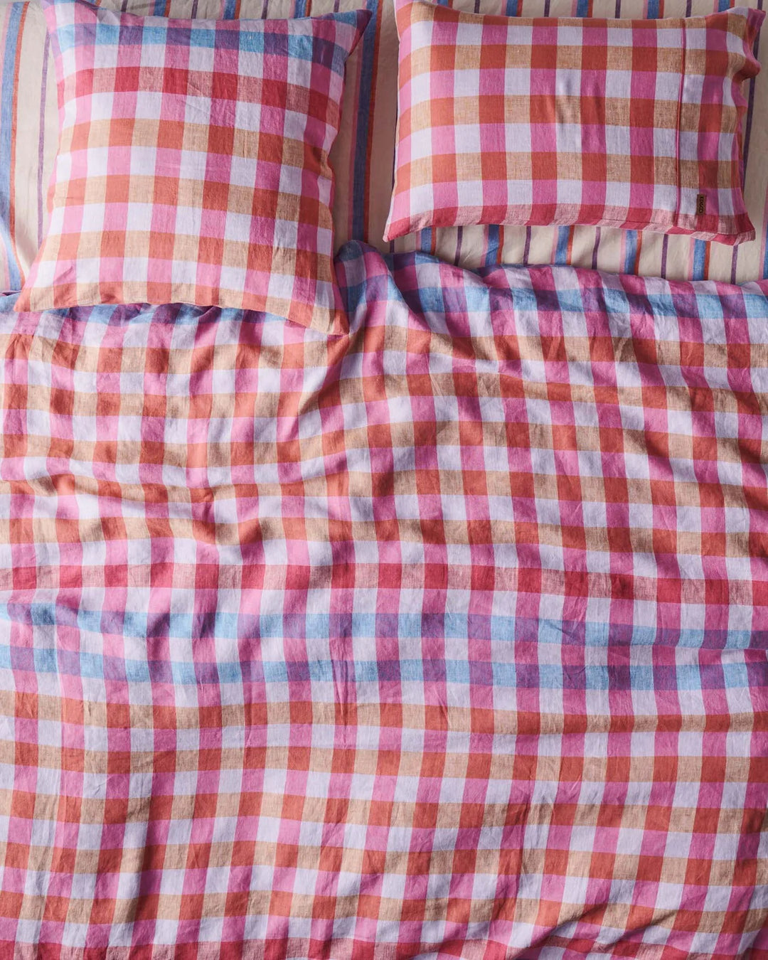 Kip&CO. Summer Check Linen European Pillowcase - 2 pieces