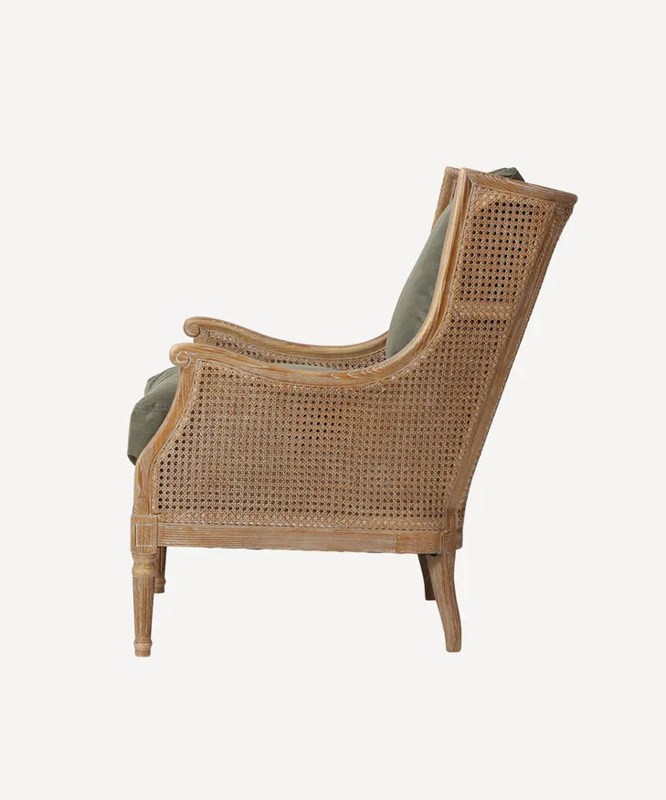 Rattan occasional chair and ottoman - Pick Up Only