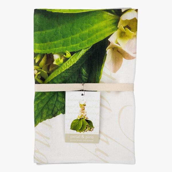Cream Hydrangea Gown Tea Towel